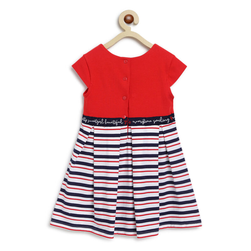 Girls Red Striped Short Sleeve Dress image number null